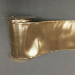 Metallic Ribbon w/Wire Edge Golden 4" 10y